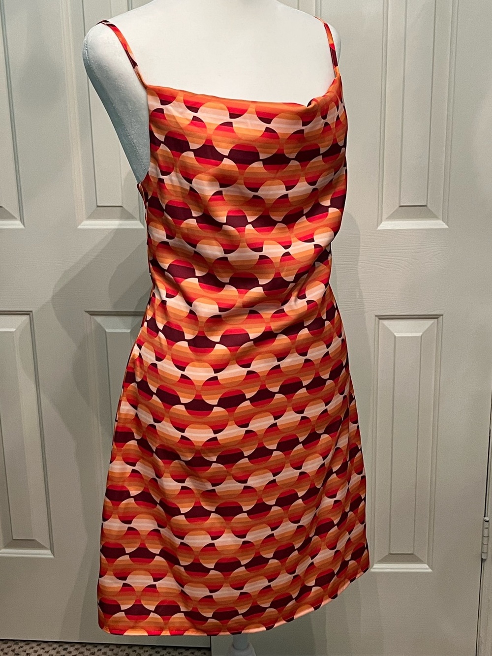 Urban Outfitters Retro Cowl Slip Dress in Orange and Red